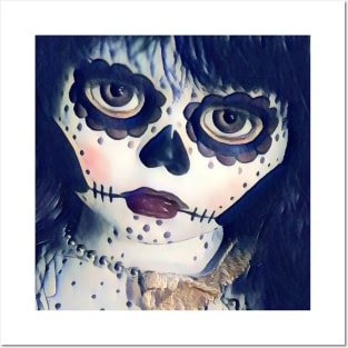 Somber Sugar Skull Girl Posters and Art